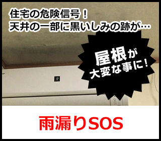 いきなり天井から雨水がぽたぽた垂れてきた！屋根が大変な事に！雨漏りSOS