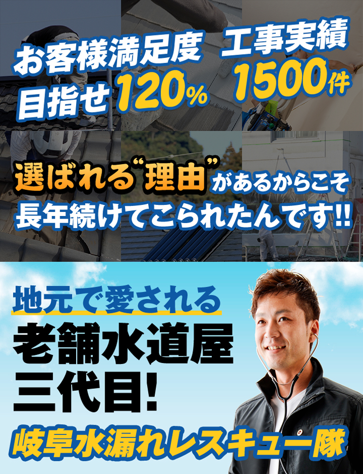 お客様満足度120％　工事実績1500件