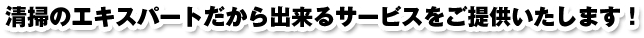 清掃のエキスパートだから出来るサービスをご提供いたします！