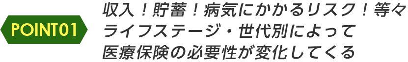 ライフステージ・世代別によって医療保険の必要性が変化してくる