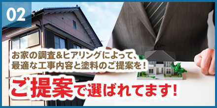お家の調査＆ヒアリングによって、最適な工事内容と塗料のご提案を！