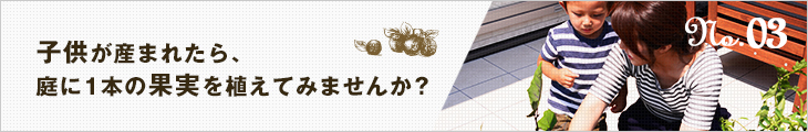 子供が産まれたら、庭に1本の果実を植えてみませんか？