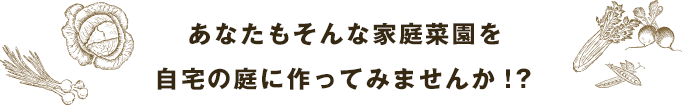 あなたもそんな家庭菜園を自宅の庭に作ってみませんか？